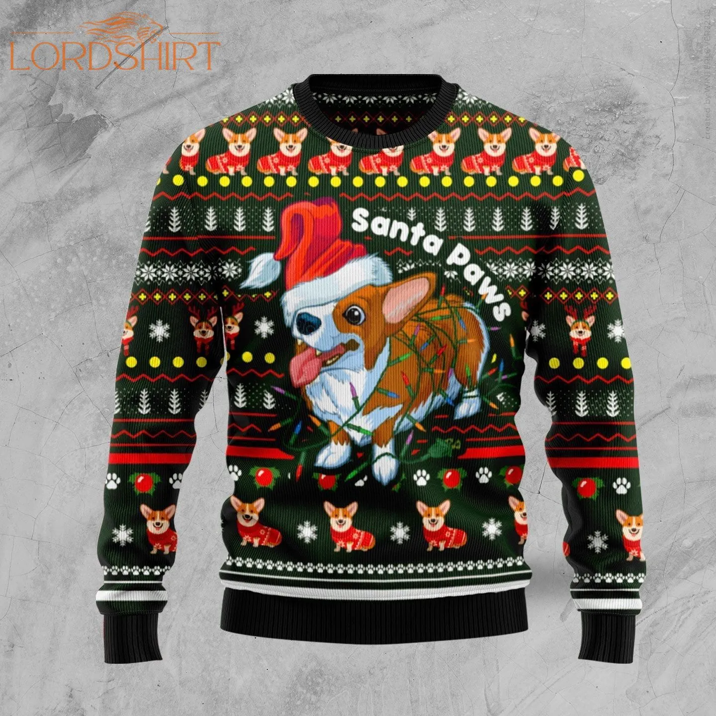 Santa Paws Corgi Dog Ugly Christmas Sweater