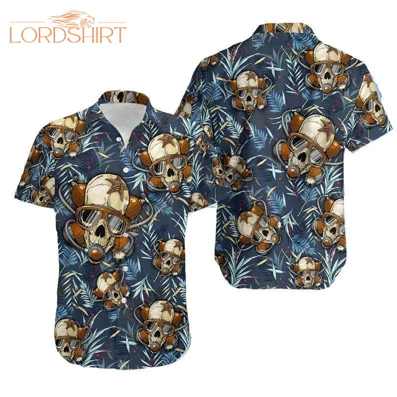 Scuba Diving Skull Aloha Hawaiian Shirt