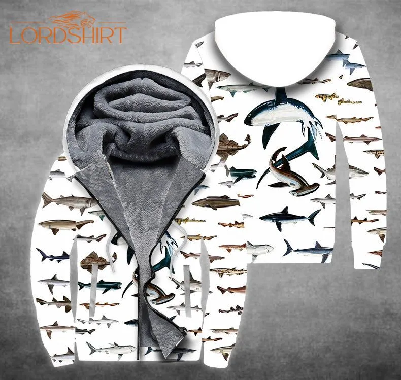 Sharks Ocean Fleece Zip Hoodie All Over Print