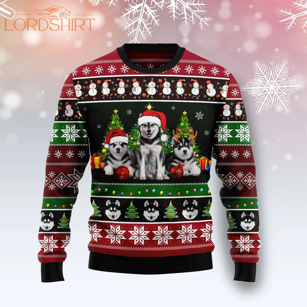 Siberian Husky Group Beauty Ugly Christmas Sweater