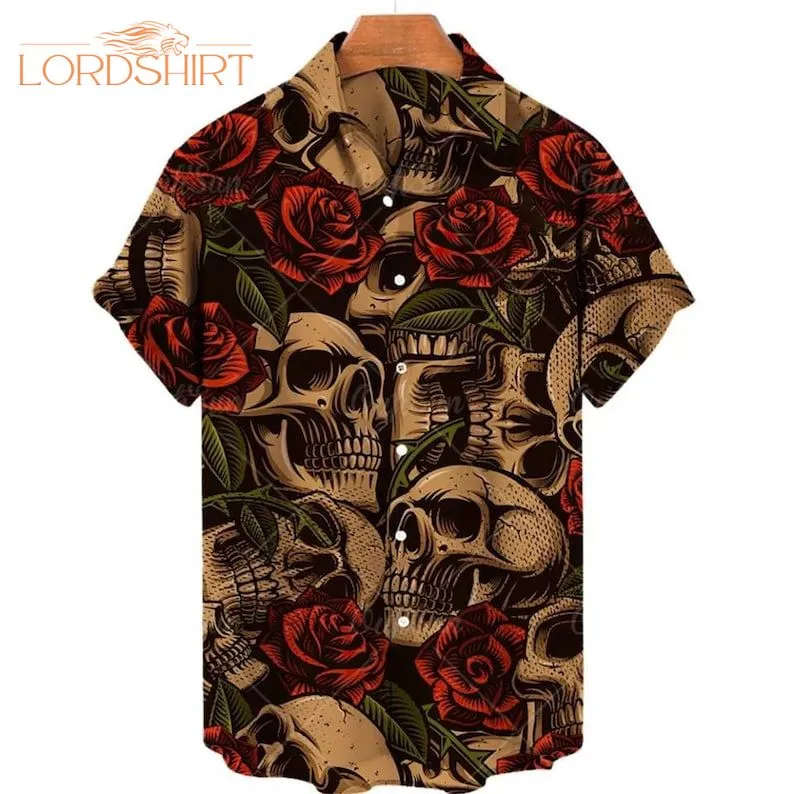 Skull And Rose Hawaiian Shirt