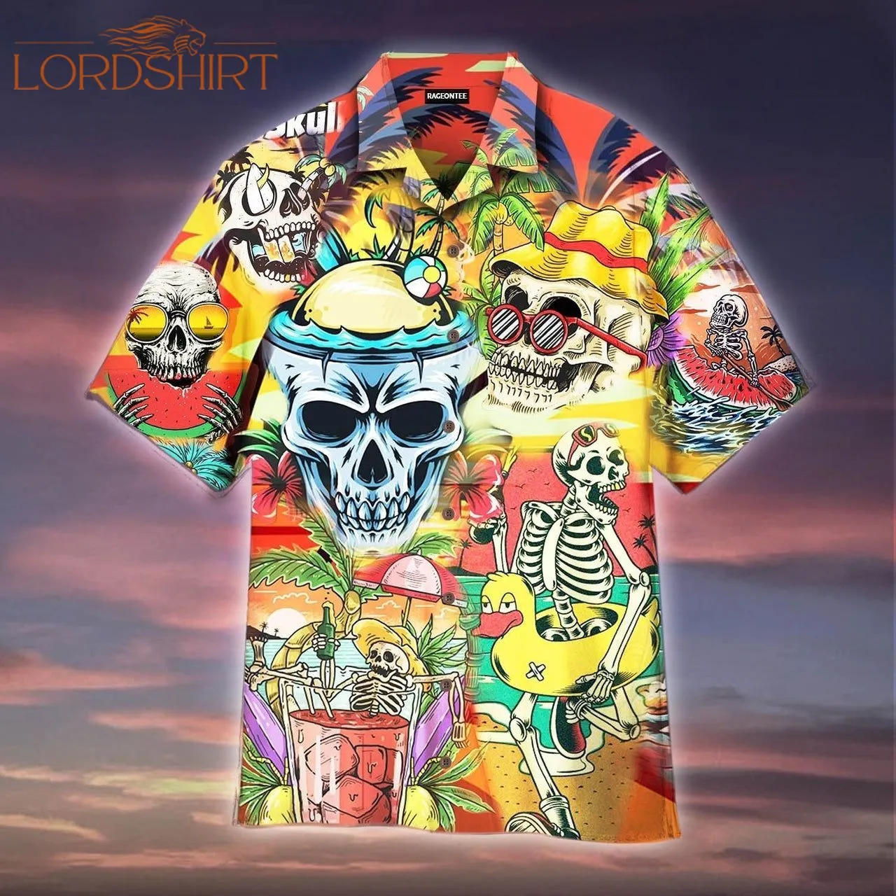 Skull Chill Tropical Summer Aloha Hawaiian Shirt