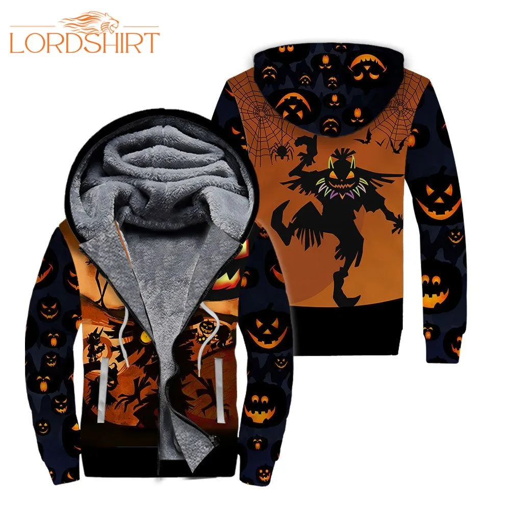 Skull Halloween Fleece Zip Hoodie All Over Print