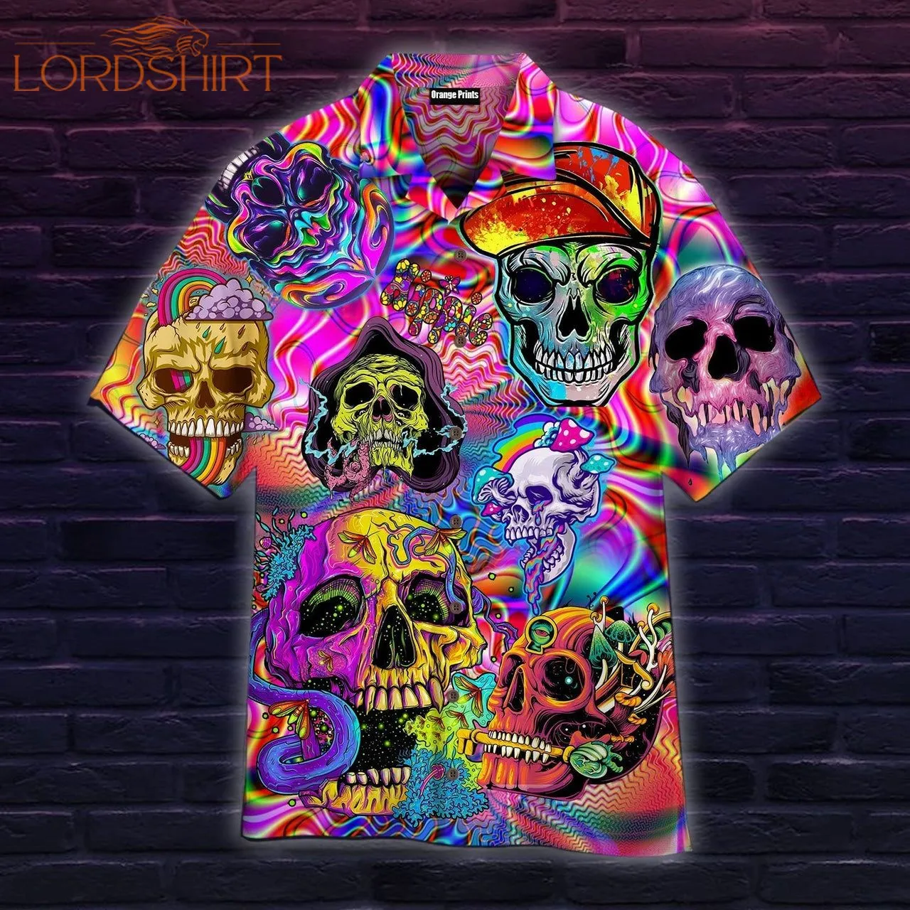 Skull Hippie Colorful Aloha Hawaiian Shirt