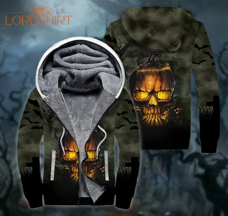 Skull Light Halloween Fleece Zip Hoodie All Over Print