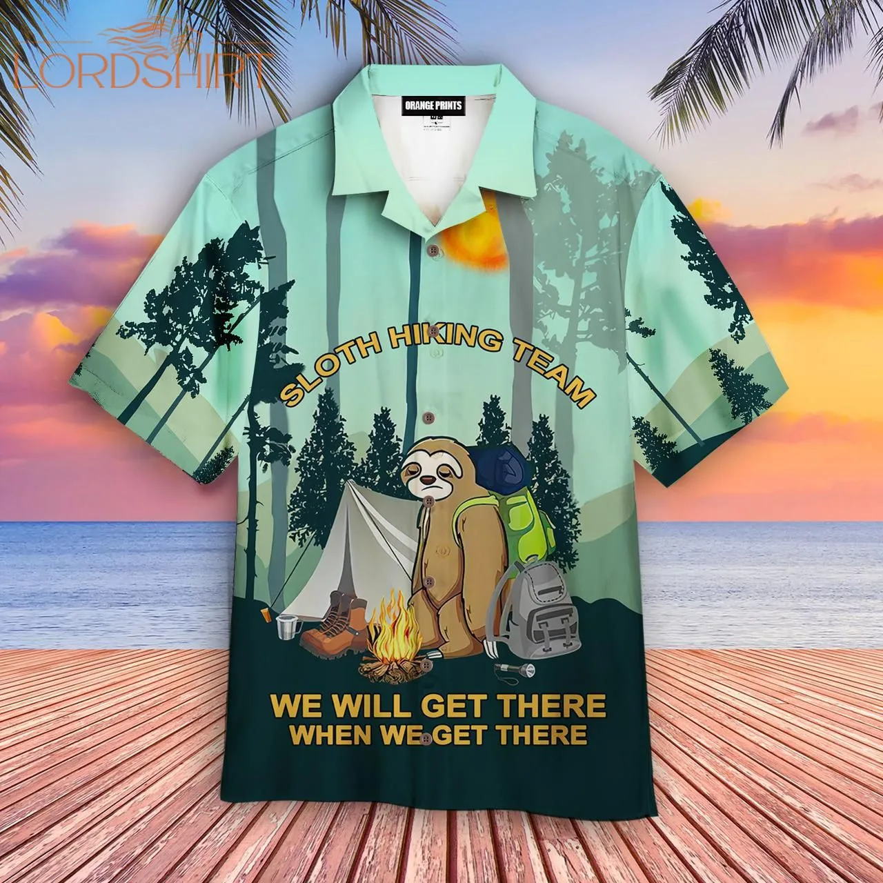 Sloth Hiking Team Camping Hawaiian Shirt