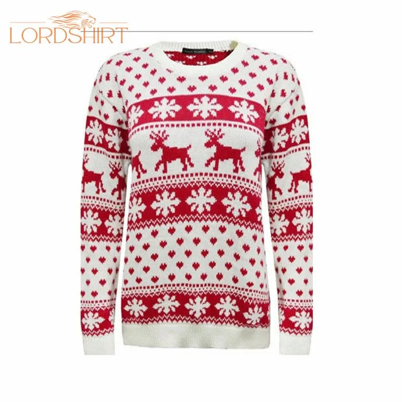 Snowflake And Reindeer Knitted Ugly Christmas Sweater