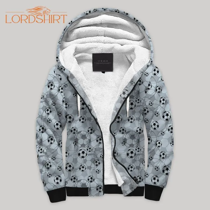 Soccer Grey Blanket Fleece Zip Hoodie All Over Print