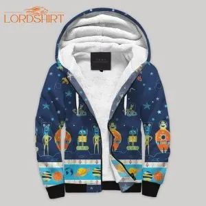 Space Alien Blanket Fleece Zip Hoodie All Over Print