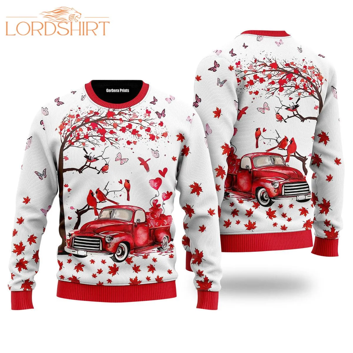 Spring Red Truck Ugly Christmas Sweater