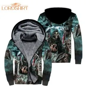 Stone Skull Statue Halloween Fleece Zip Hoodie All Over Print