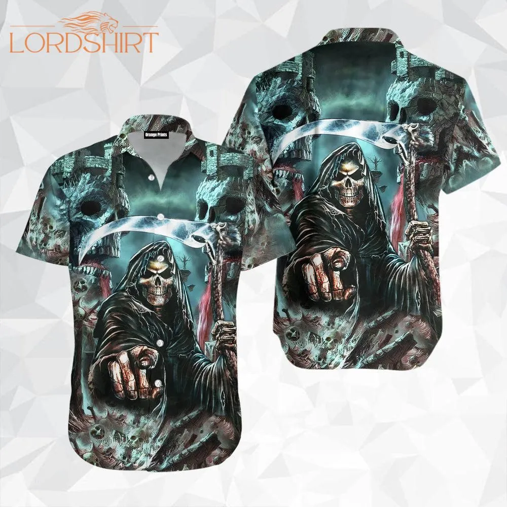 Stone Skull Statue Halloween Hawaiian Shirt