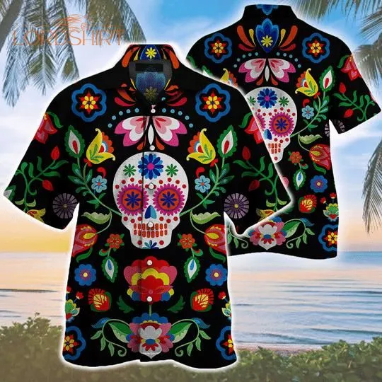 Sugar Skull Pattern Hawaiian Shirt