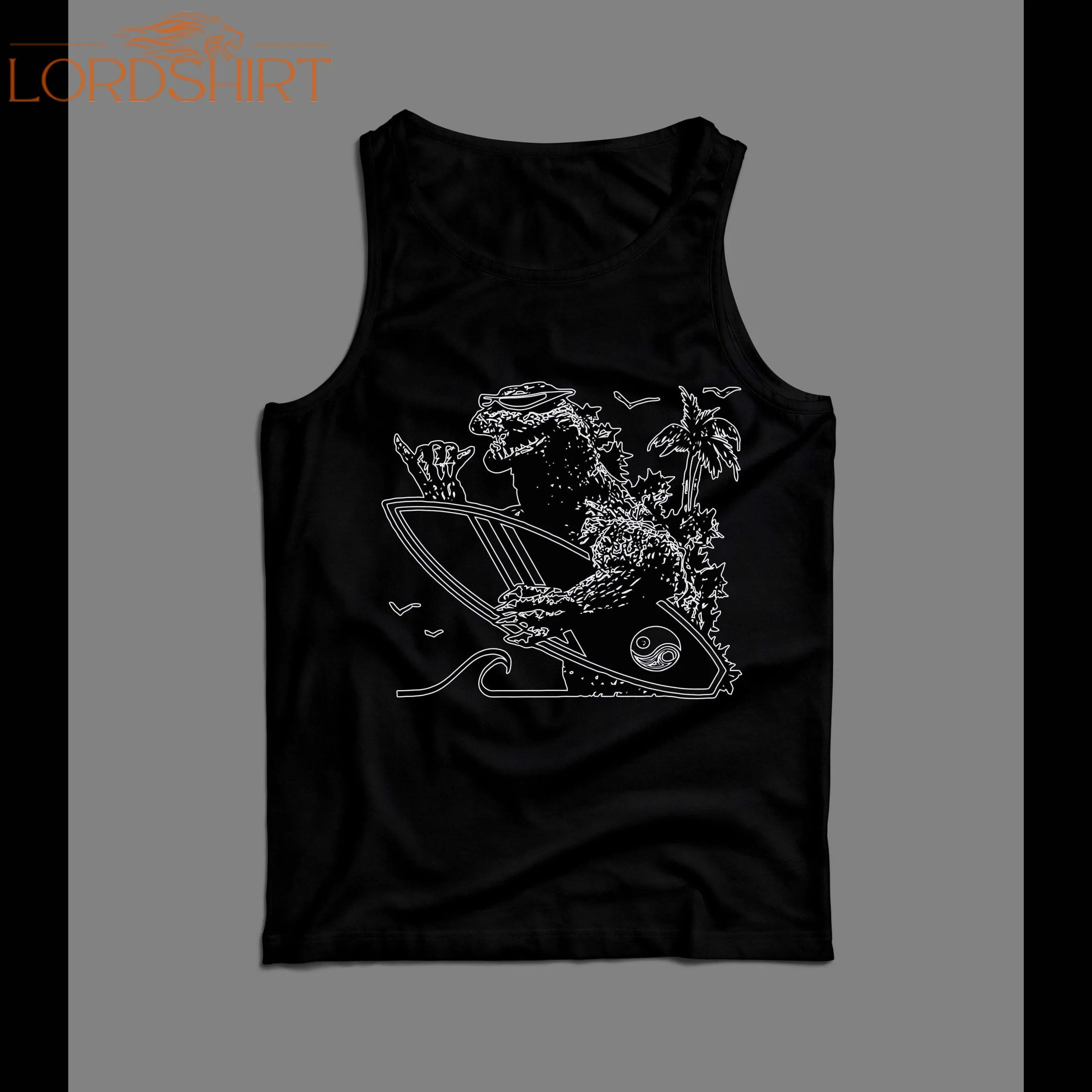 Surfing Godzilla High Quality Summer Beach Men's Tank Top