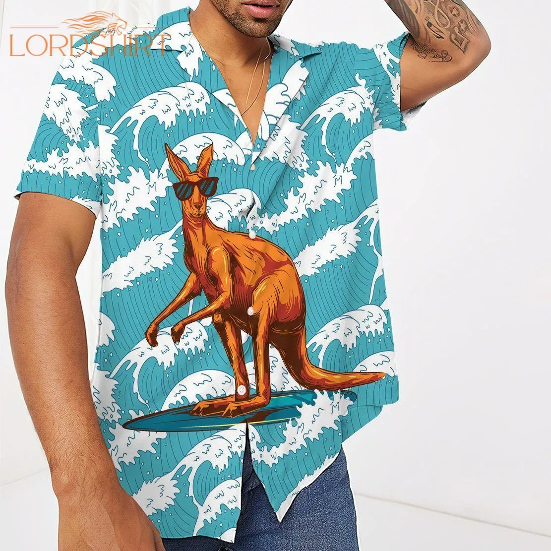 Surfing Kangaroo Hawaiian Shirt