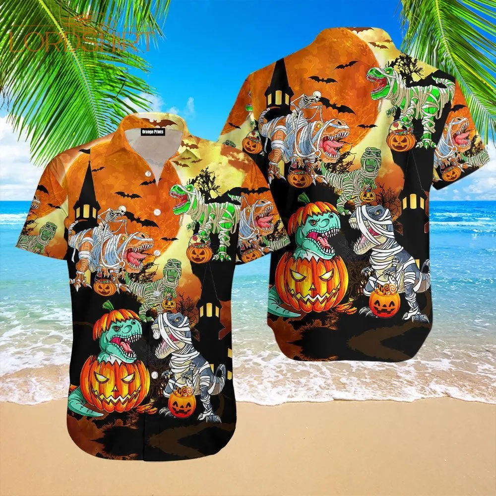 T Rex Dinosaur Happy Halloween Hawaiian Shirt