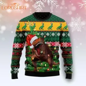 T Rex In Noel Tree Ugly Christmas Sweater