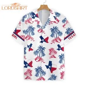 Texas Flag And Palm Tree Pattern Texas Girl Aloha Hawaiian Shirt