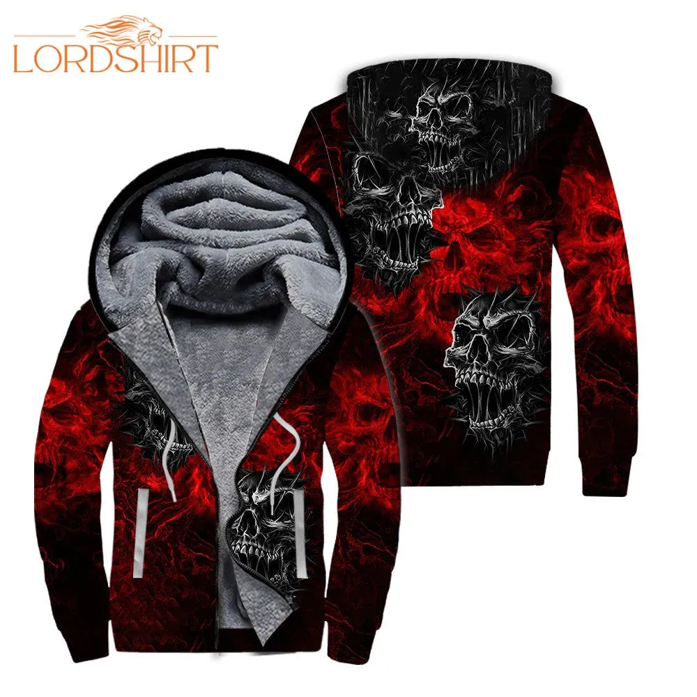 The Red Skull Halloween Fleece Zip Hoodie All Over Print