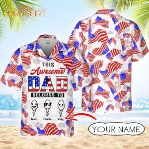 This Awesome Dad Belongs To Custom Name Hawaiian Shirt