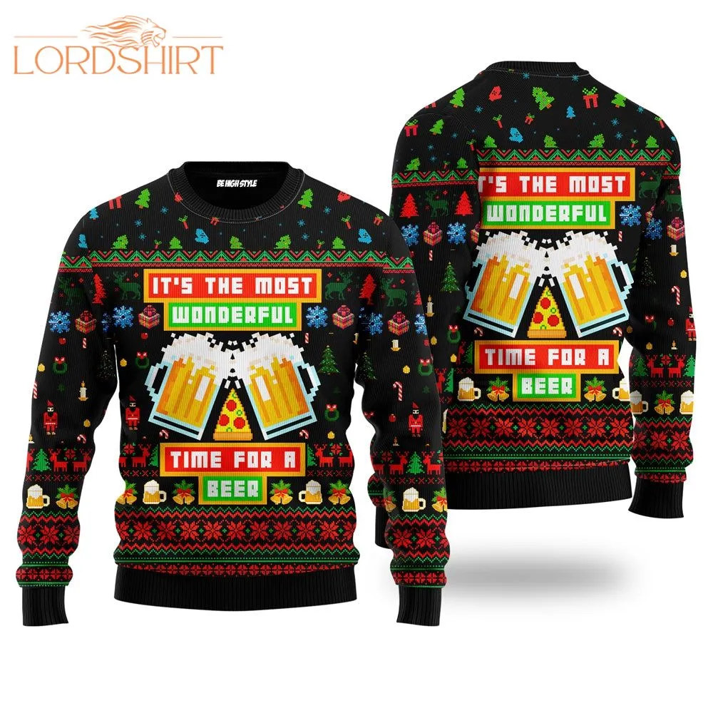 Time For A Beer Funny Ugly Christmas Sweater