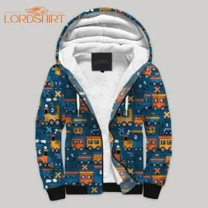 Train Cartoon Fleece Zip Hoodie All Over Print