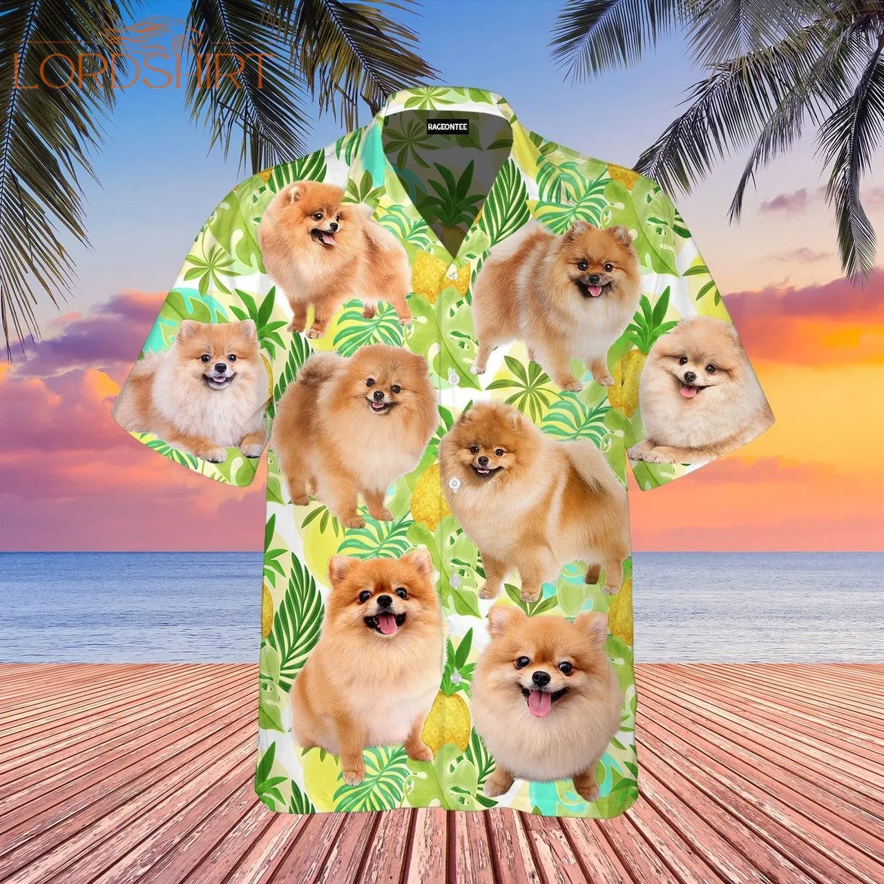 Tropical Pineapple Pomeranian Dog Hawaiian Shirt