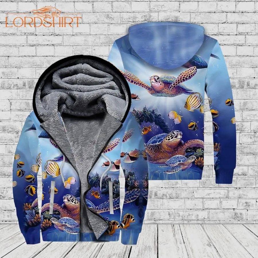 Turtles Ocean Fleece Zip Hoodie All Over Print