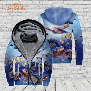 Turtles Ocean Fleece Zip Hoodie All Over Print