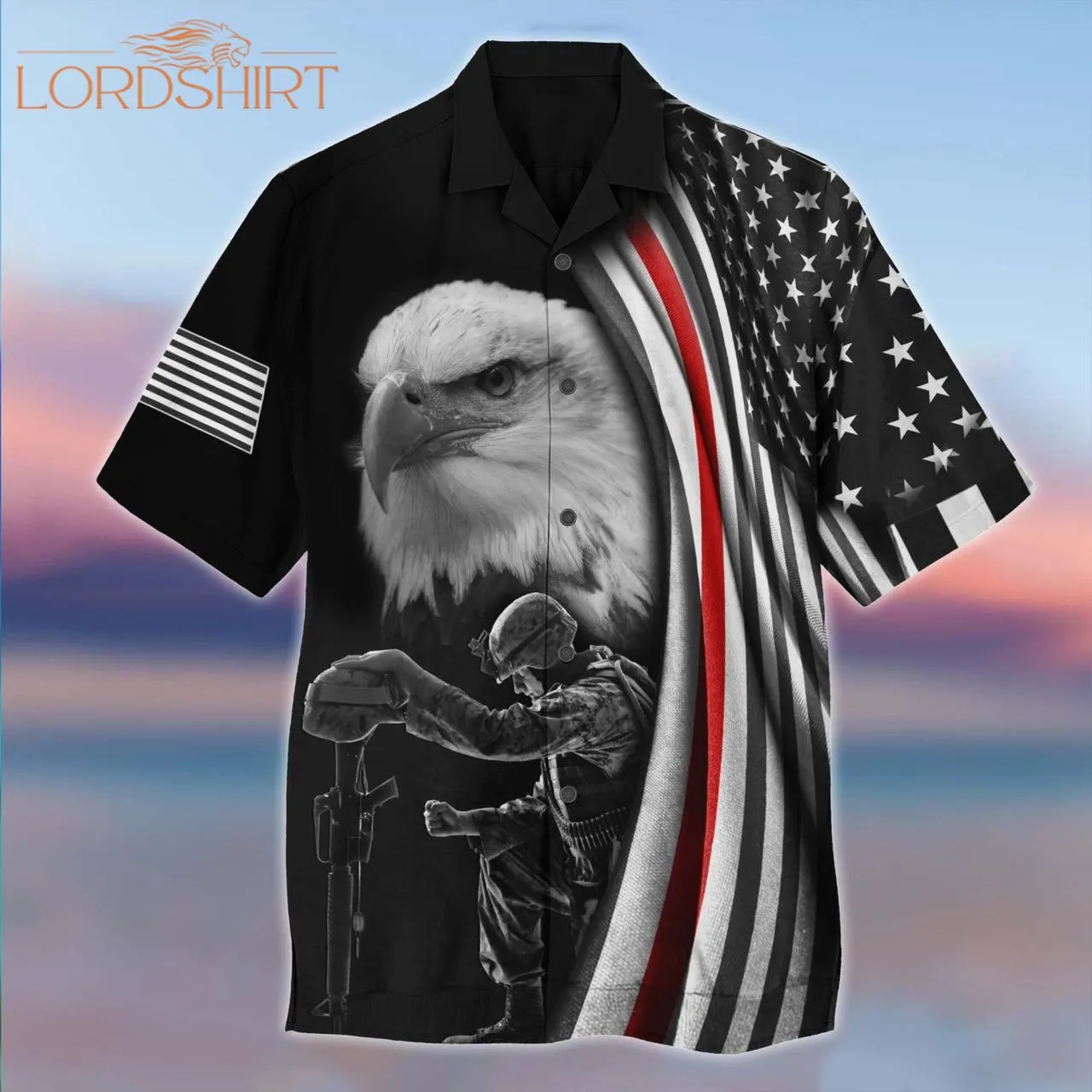 Us Veteran Dark Eagle Hawaiian Shirt