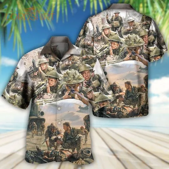 Veteran War Painting Fighting Together Hawaiian Shirt