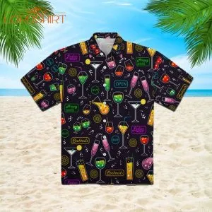 Vibrant Neon Cocktails Party Hawaiian Shirt