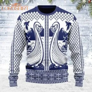 Viking Boat Ugly Christmas Sweater