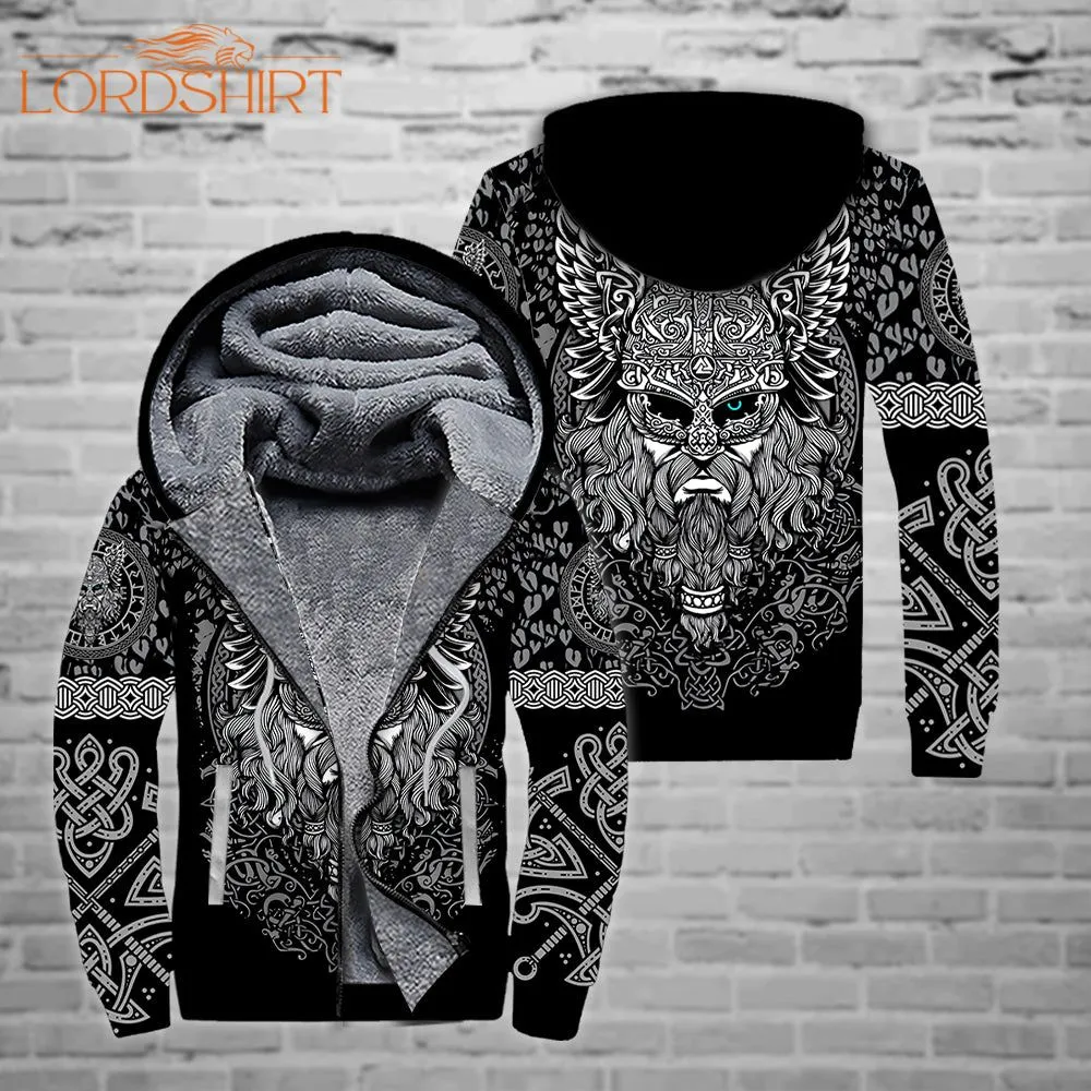 Viking Odin Tattoo Fleece Zip Hoodie All Over Print