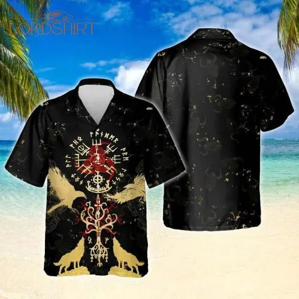 Viking Tree Of Life Raven Wolf Hawaiian Shirt