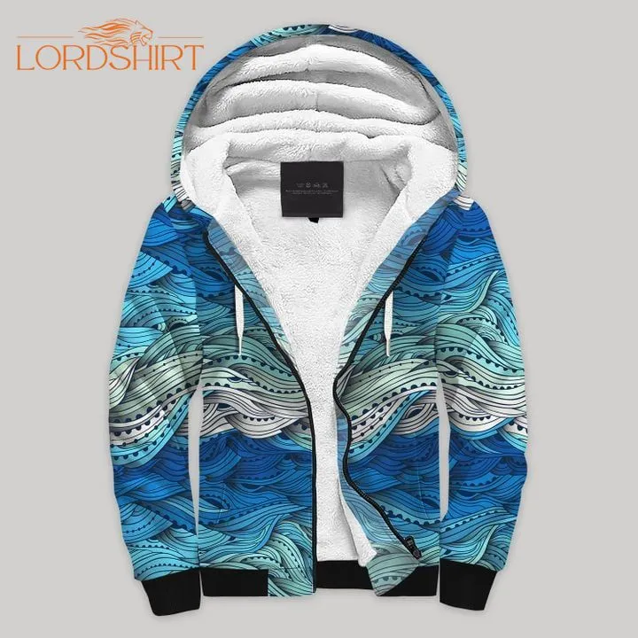 Wave Blanket Fleece Zip Hoodie All Over Print