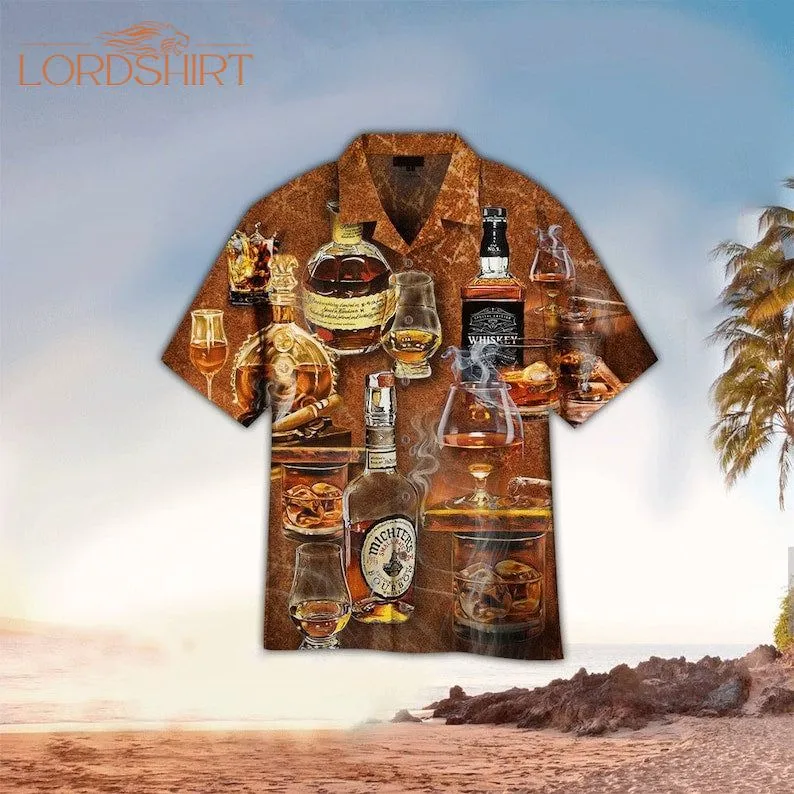 Whiskey & Food Pattern Hawaiian Shirt