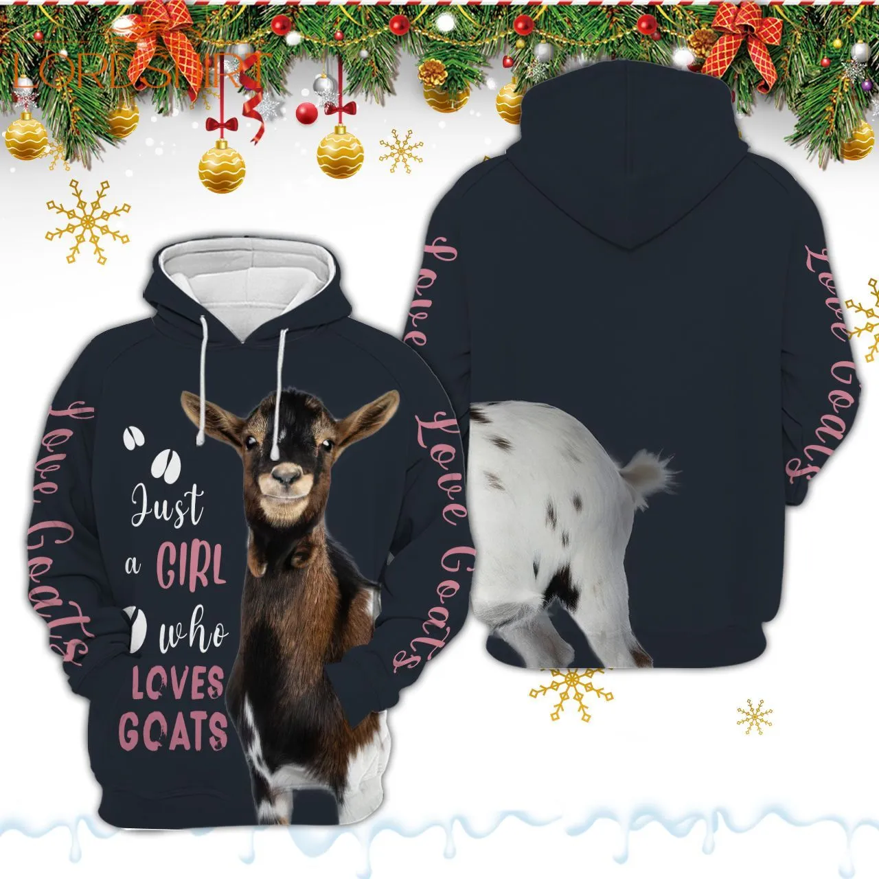 Who Loves Goat Just A Girl Christmas Trees 3d All Over Print