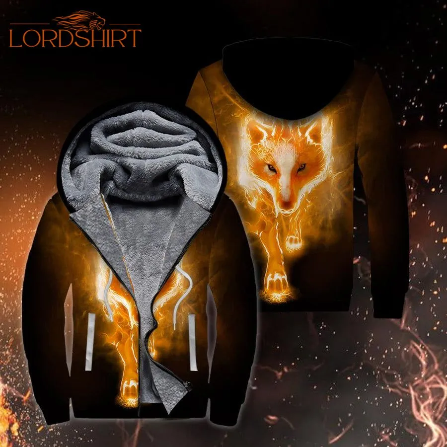 Wolf Fire Fleece Zip Hoodie All Over Print