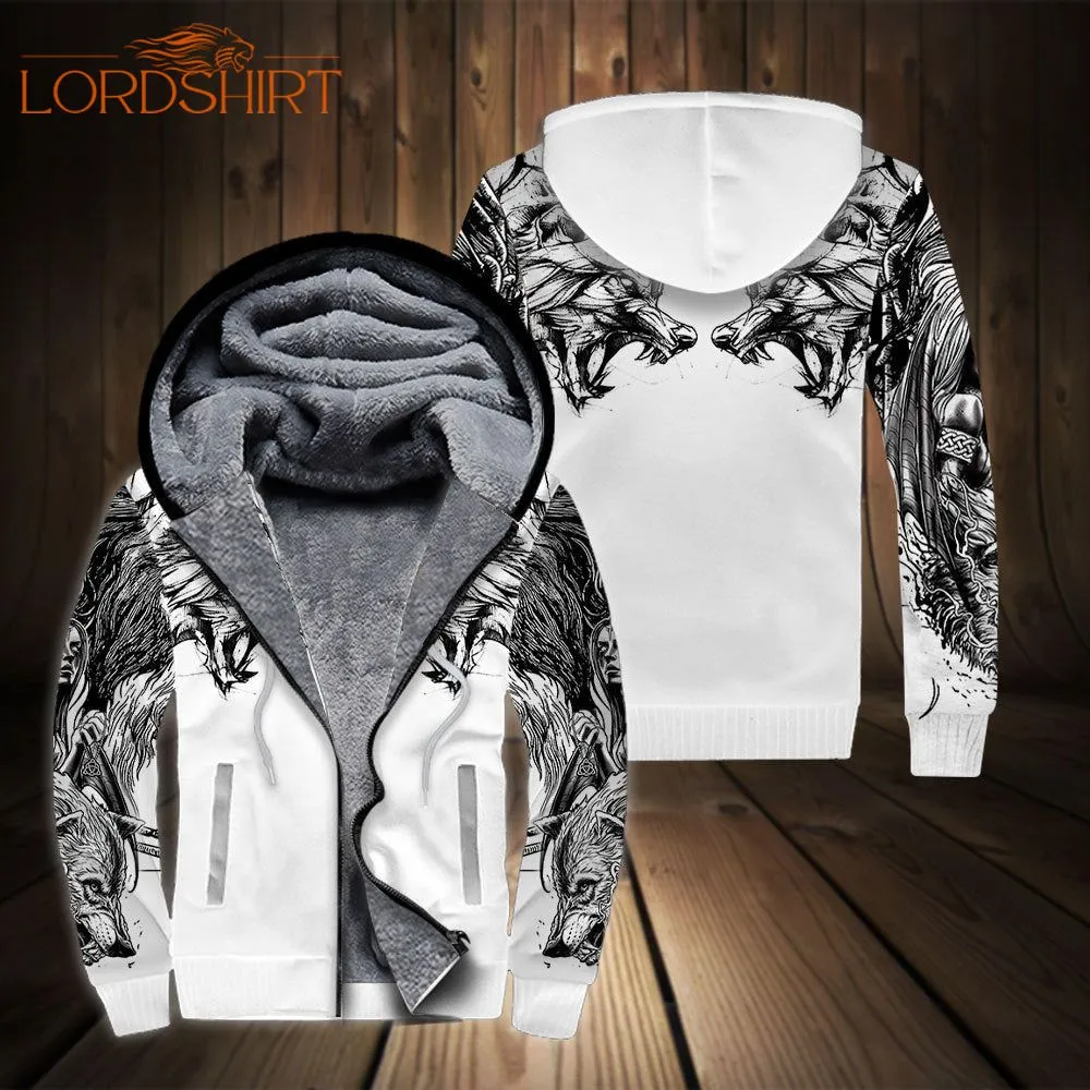 Wolf Tattoo Fleece Zip Hoodie All Over Print