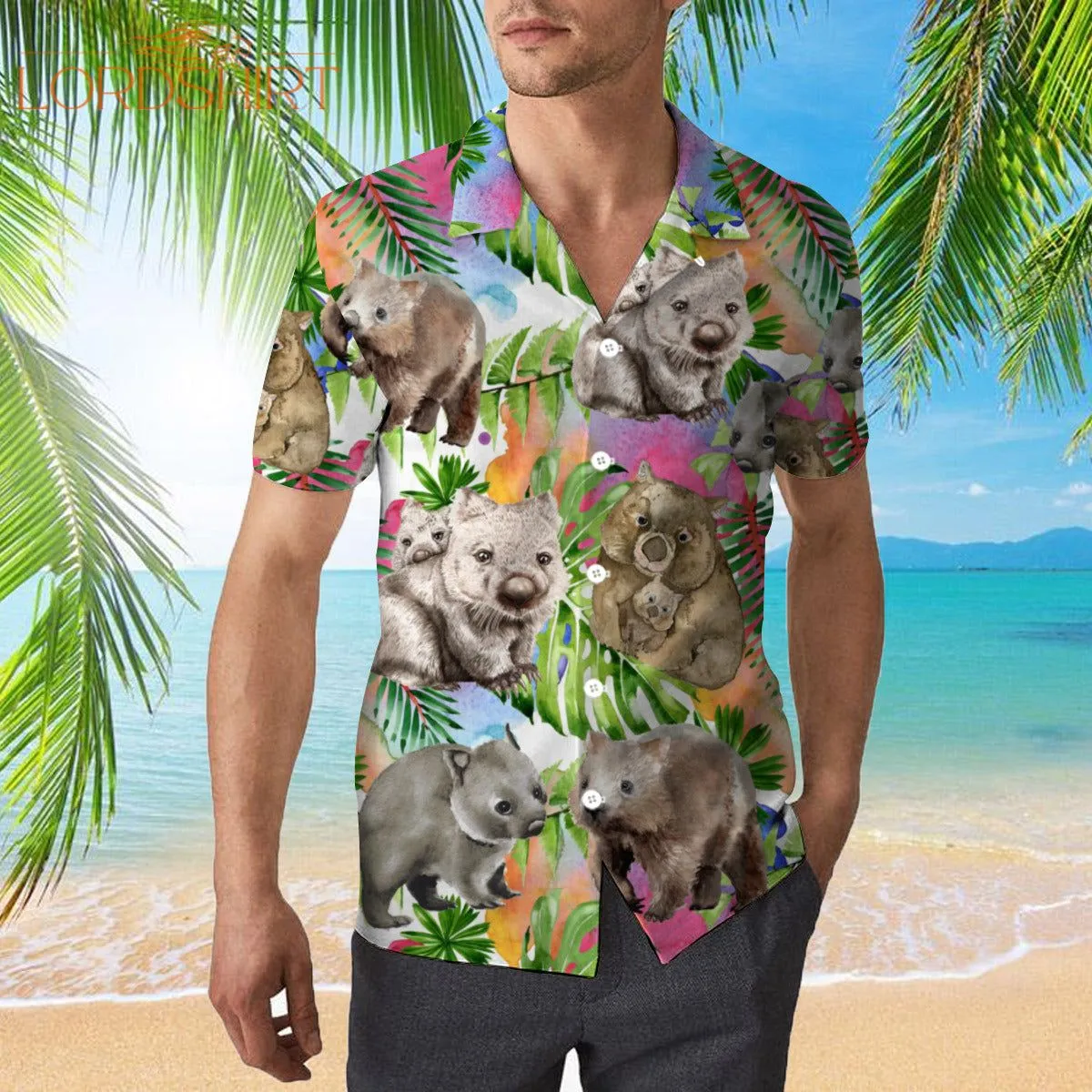 Wombat Watercolor Tropical Hawaiian Shirt