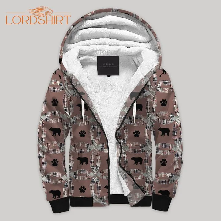 Woodland Bear Trail Blanket Fleece Zip Hoodie All Over Print