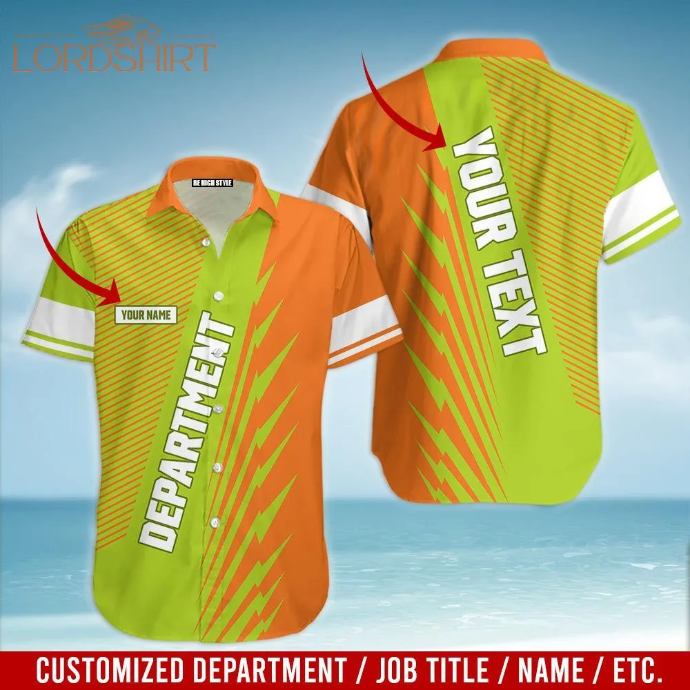 Workwear Style Custom Name And Department Hawaiian Shirt