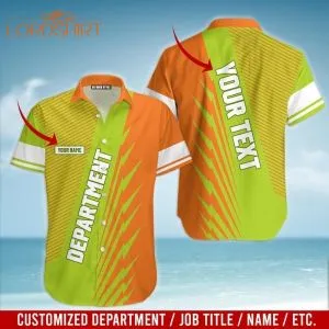 Workwear Style Custom Name And Department Hawaiian Shirt