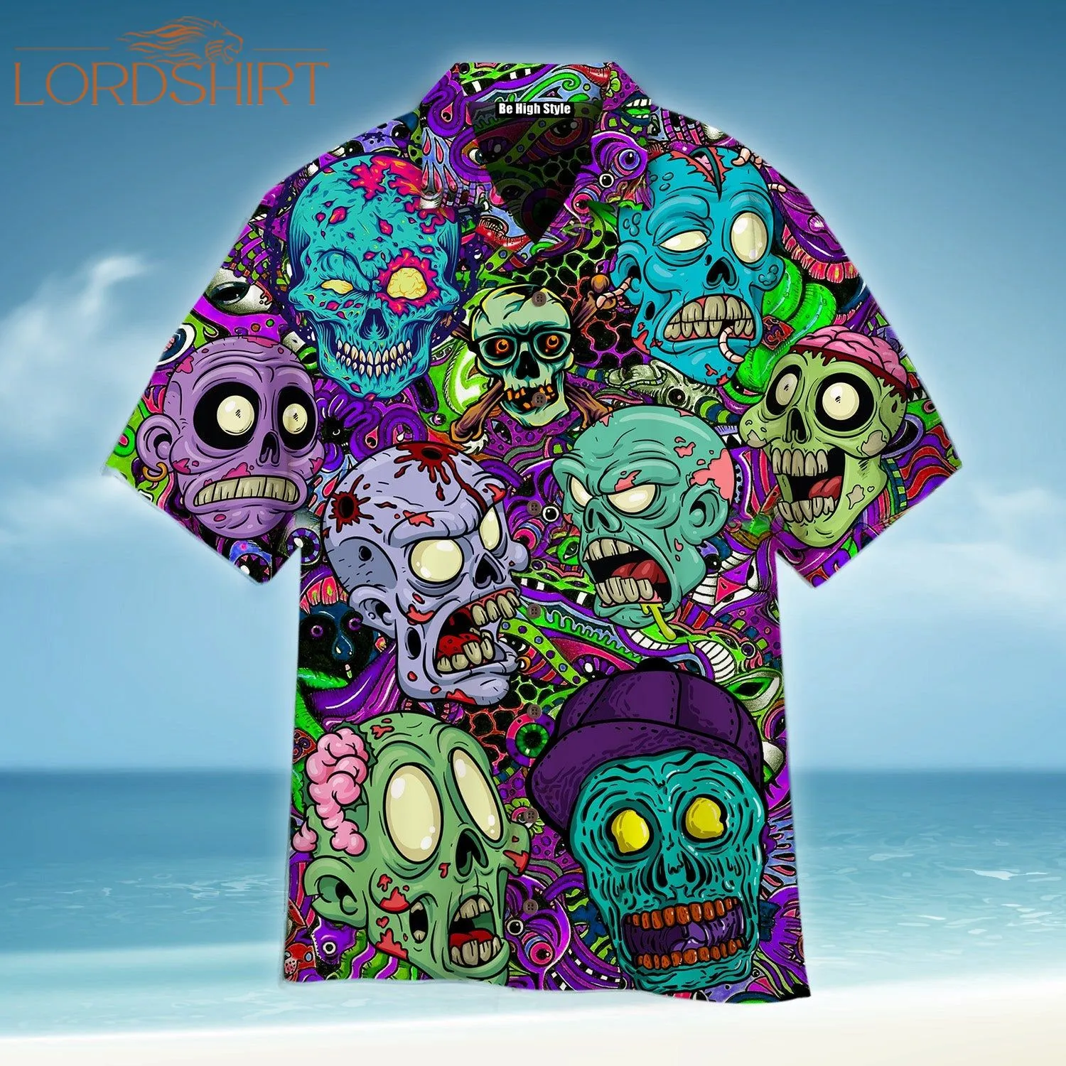 Zombie Skull Hippie Hawaiian Shirt