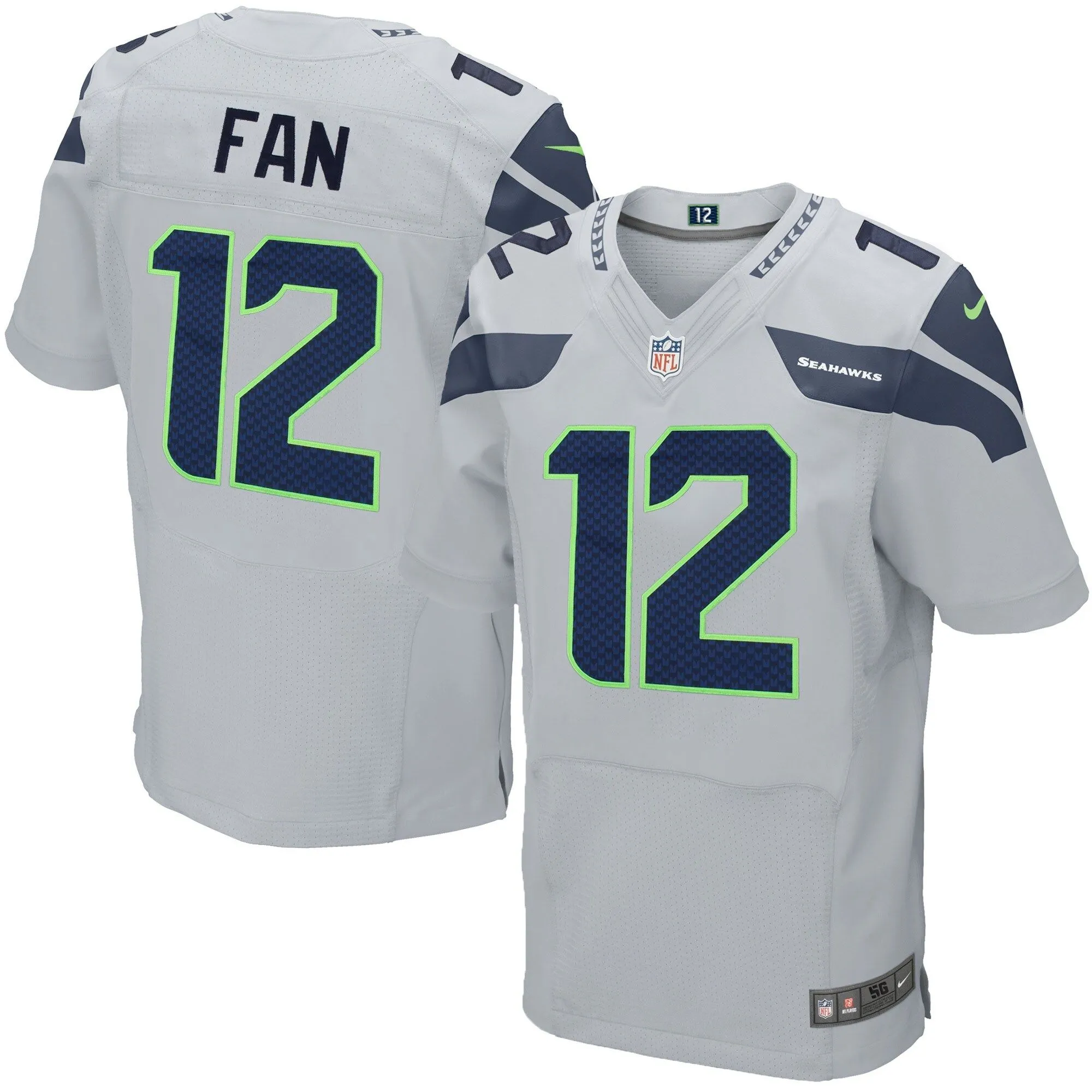 12s Seattle Seahawks  Elite Jersey - Gray