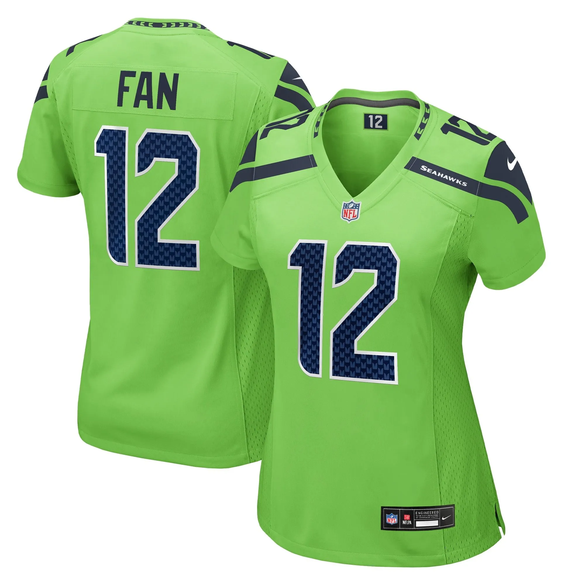 12s Seattle Seahawks  Women's  Game Jersey - Neon Green