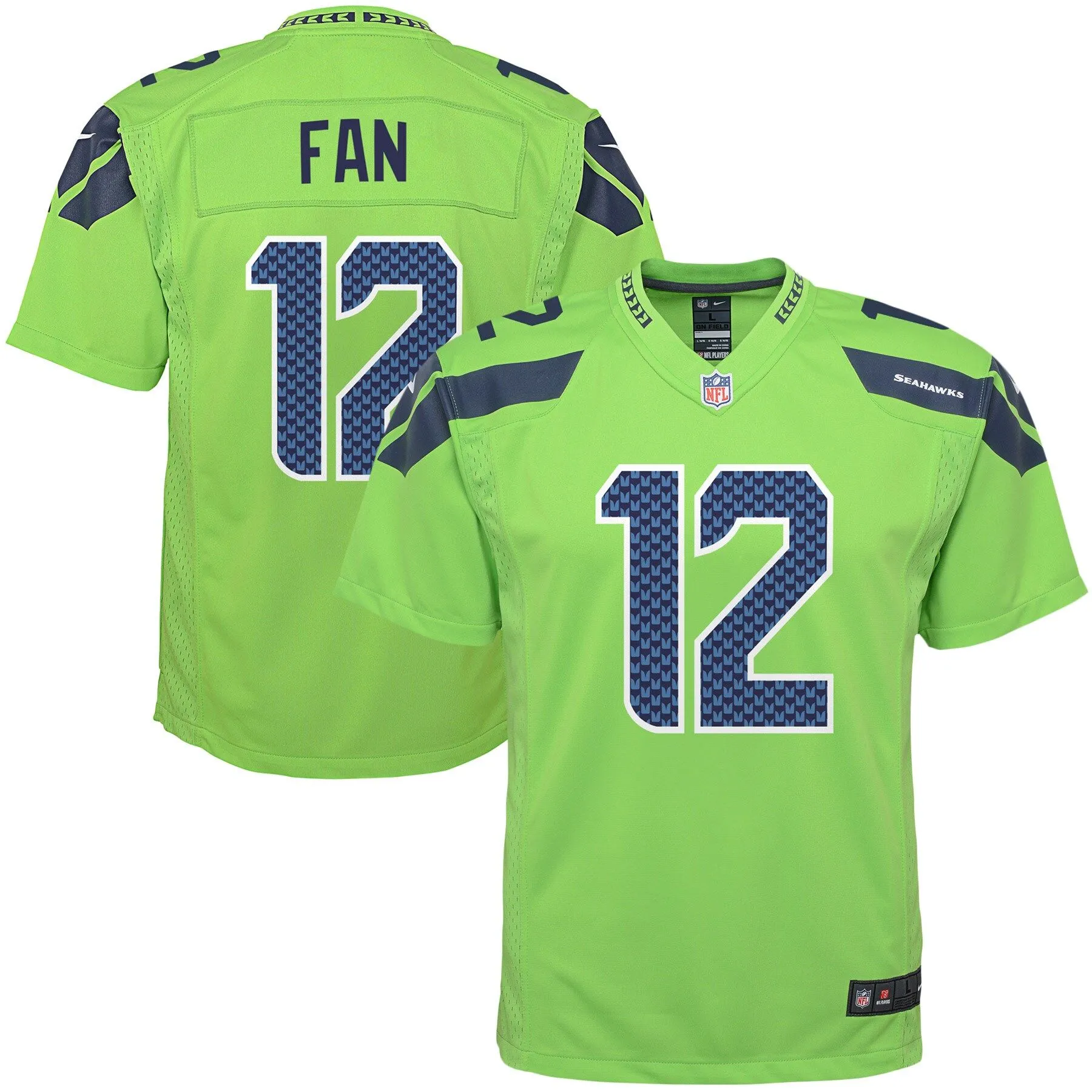 12s Seattle Seahawks  Youth Game Jersey - Neon Green