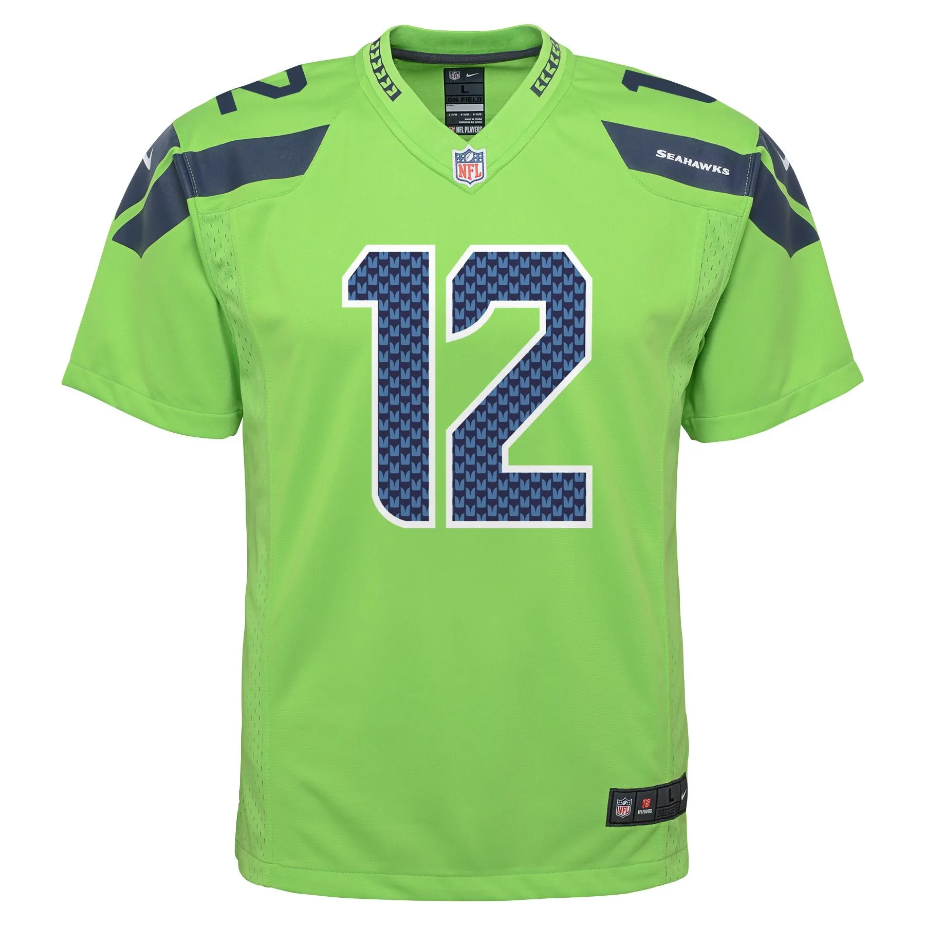 12s Seattle Seahawks  Youth Game Jersey - Neon Green