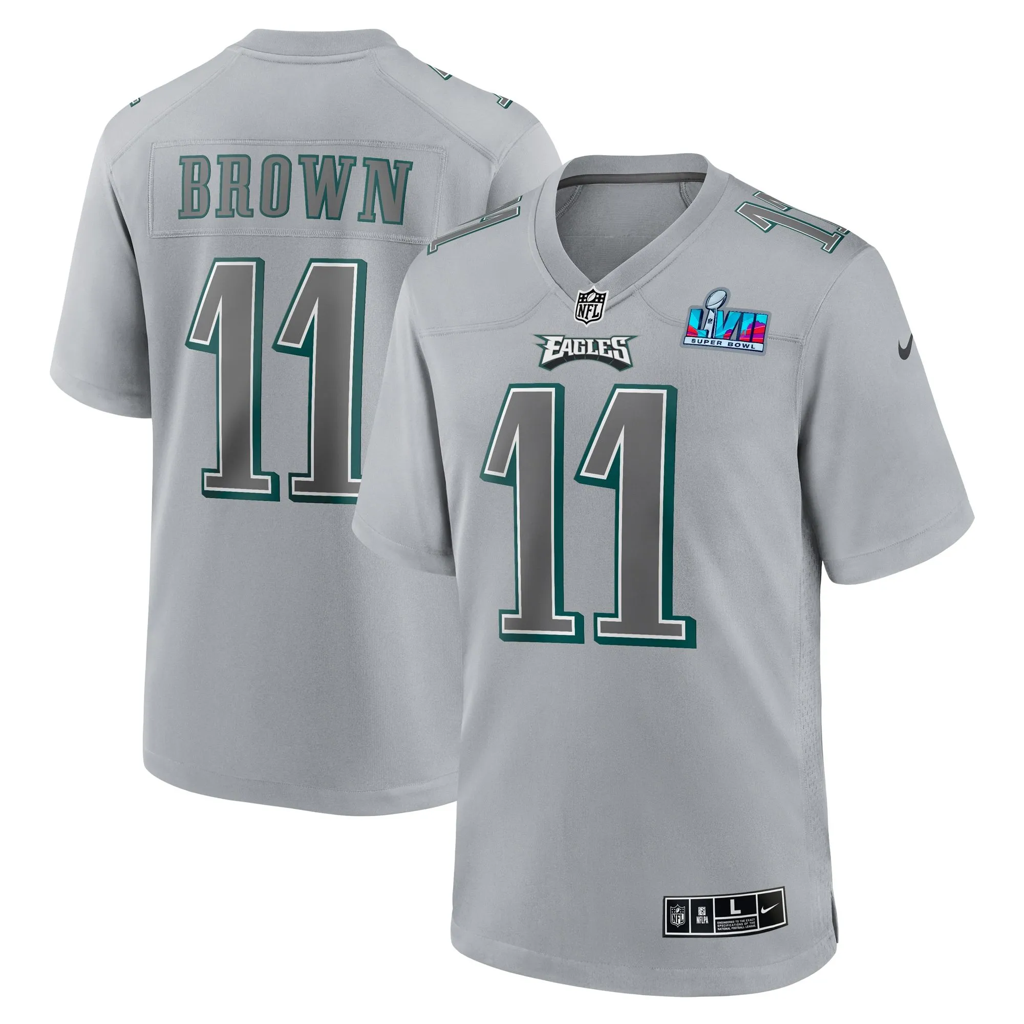 A.J. Brown Philadelphia Eagles  Super Bowl LVII Patch Atmosphere Fashion Game Jersey - Gray